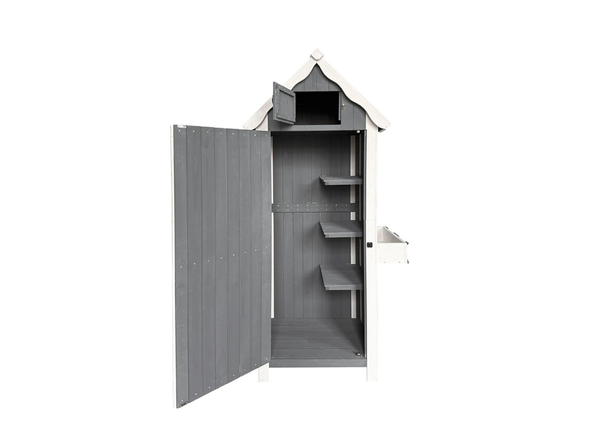 Home Deluxe Gartenschrank YANA aus Holz in Grau, XL, B/T/H: 179 x 77 x 54 cm - Bild 3