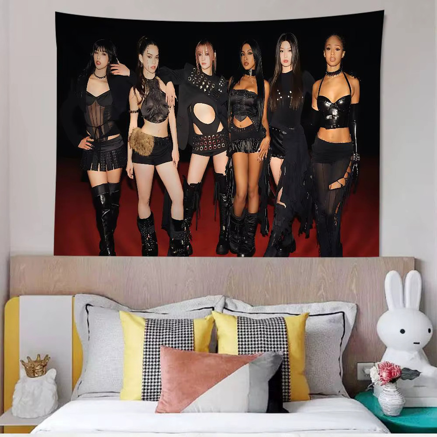 Potdemiel Korea Kpop Band K-Katseye Hängender Wandteppich im böhmischen Mandala Design für deine Kawaii Raumdekoration - Bild 2