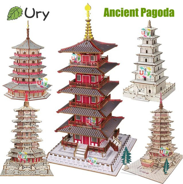 3D Holzpuzzle Chinesische Antike Pagoden-Architektur, DIY-Bausatz, Holz - Bild 1