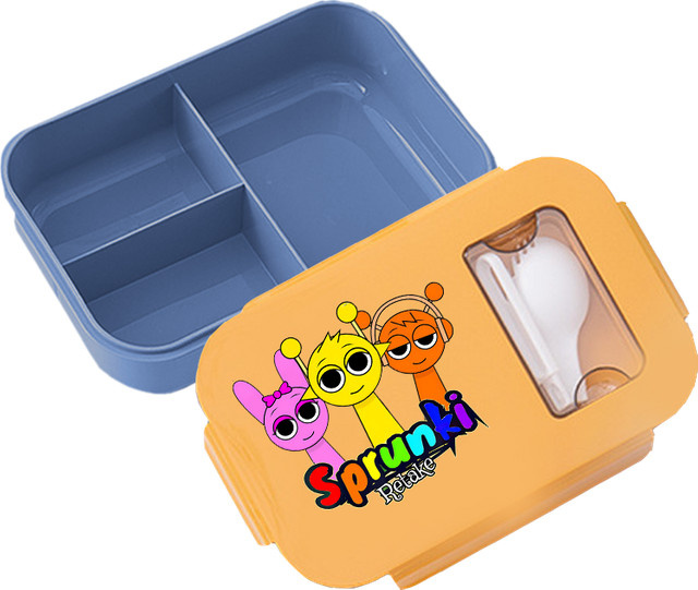 Sprunki Bento-Box Lunchbox mit Cartoon-Design, mikrowellengeeignet, Mehrfarbig - Bild 1