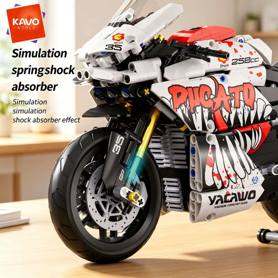 KAVOWORLD High-Tech V4 Rennmotorrad, Baukasten, Modell Bausteine - Bild 4