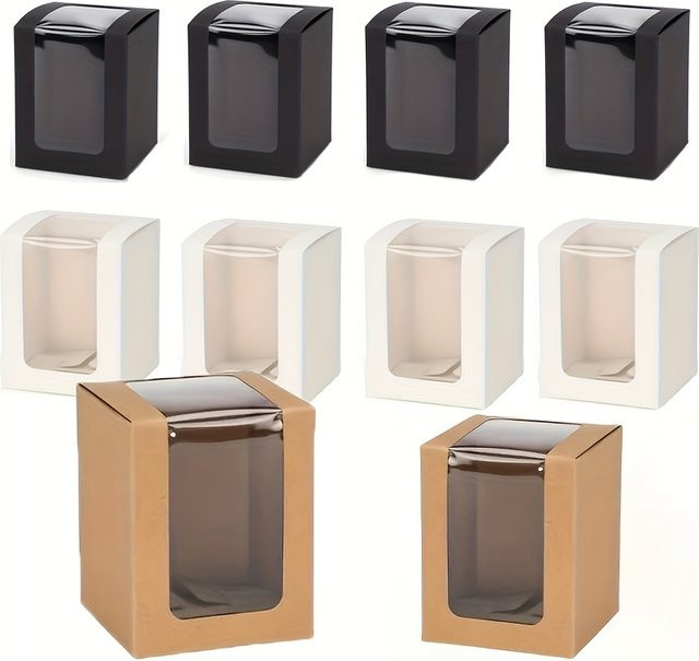 Set mit 16 Kraftpapier-Geschenkboxen mit transparenten Fenstern in Weiß für Hochzeiten und Geschenke - Bild 1