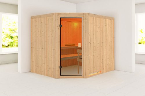 Karibu Sauna Jewe aus Fichte für 5 Personen in Braun, B/T/H: 231 x 196 x 198 cm - Bild 1