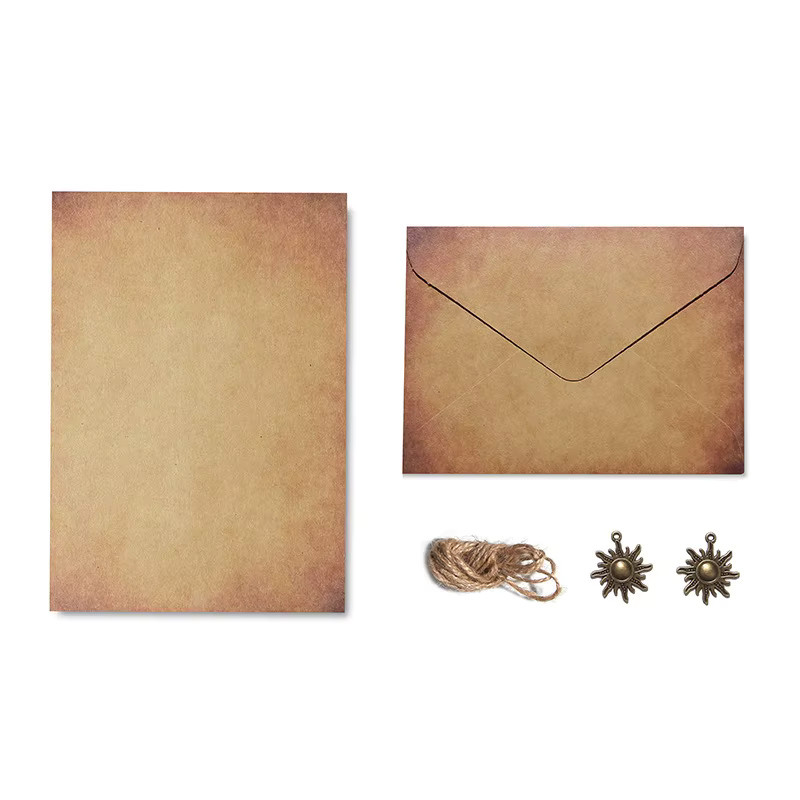 Bview Art Vintage Briefkopf und Umschlag Set aus Kraftpapier in Braun, A5 mit Schnur zur Dekoration - Bild 2