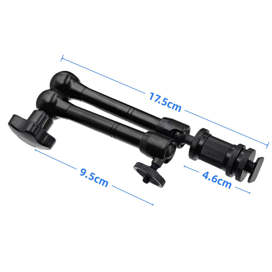 VeFly Magic Arm aus Metall mit Super-Klemme in Schwarz, 27,9 cm für Action-Kameras, DSLR-LCD-Monitore, LED-Leuchten und Handy-Zubehör - Bild 2