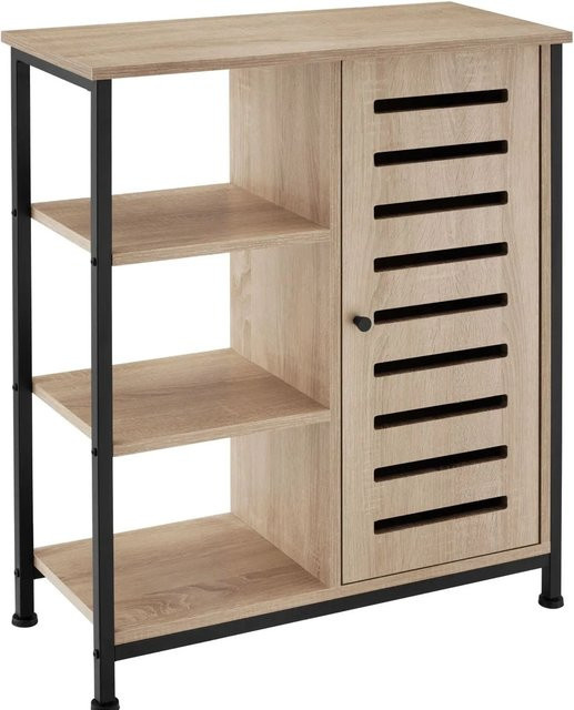 tectake Sideboard Industrial Style aus Holz und Stahl in Eiche Sonoma, Braun, B/T/H: 70 x 32 x 82 cm - Bild 2