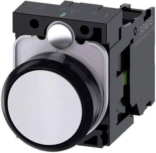Siemens Drucktaster 3SU1100-0AB60-1BA0 mit Frontring aus Kunststoff, rund, Schwarz und Weiß - Bild 1