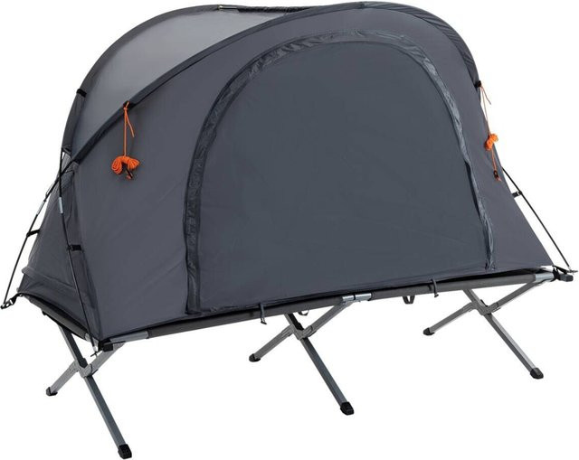 Outsunny Camping-Klappbett in Grau mit Gestell aus Aluminium und Glasfaserstützen, B/H/L: 86 x 147 x 200 cm - Bild 1