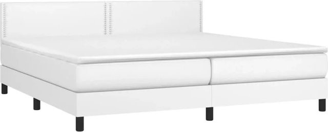 vidaXL Boxspringbett mit Matratze in Weiß aus Kunstleder mit LED-Unterbettbeleuchtung und USB-Anschluss B/T: 200 x 200 cm - Bild 1