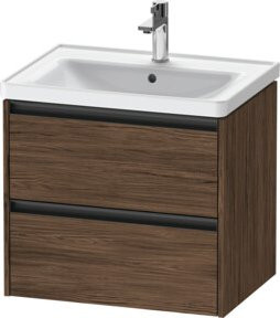 Duravit Waschtischunterschrank Ketho.2 in Nussbaum dunkel mit 2 Schubladen, wandhängend, B: 63,4 cm, T: 45,5 cm, H: 54,9 cm - Bild 1