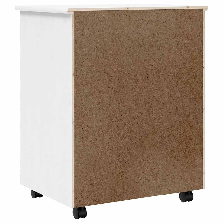 vidaXL Rollschrank MOSS aus Massivholz Kiefer mit Schubladen in Weiß, B/T/H: 65,5 x 39,0 x 65,5 cm - Bild 2