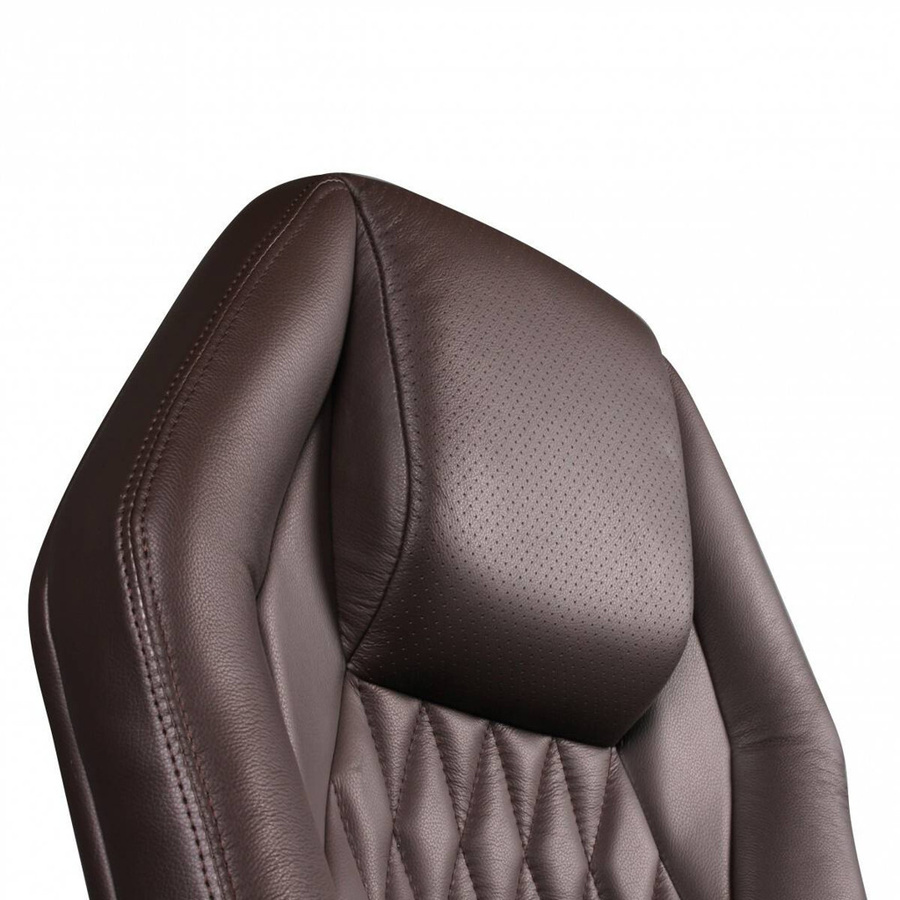 Amstyle Chefsessel aus Echtleder in Braun mit Kopfstütze und Rauten-Design - Bild 3