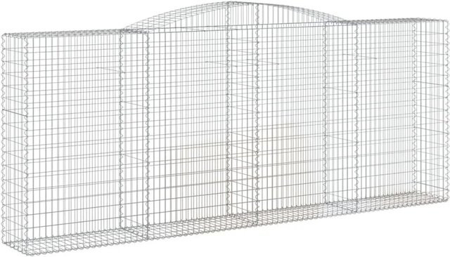 vidaXL Gabionen mit Hochbogen Set aus verzinktem Eisen, Farbe: Silber, 9 Stück, B/T/H: 400 x 50 x 160/180 cm - Bild 1