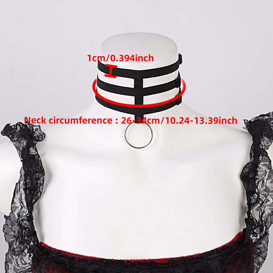 UYEE Gürtel-Halsband, dreilagiger Stoff, O-Ring, Damen - Bild 5