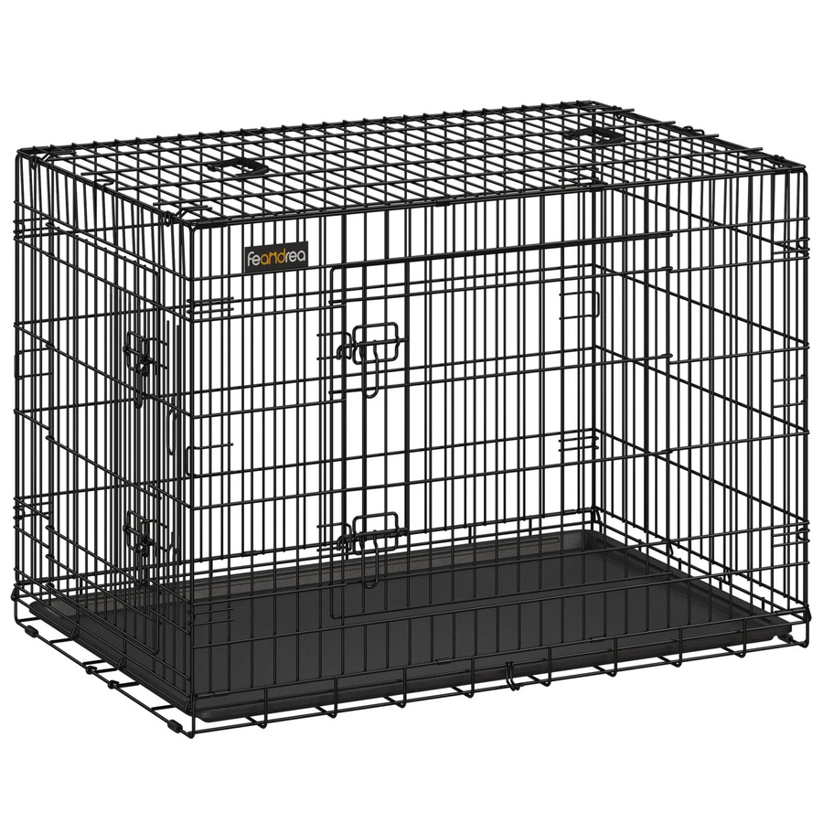 FEANDREA Hundekäfig klappbar in Schwarz mit 2 Türen, B/T/H: 107 x 70 x 77,5 cm - Bild 4