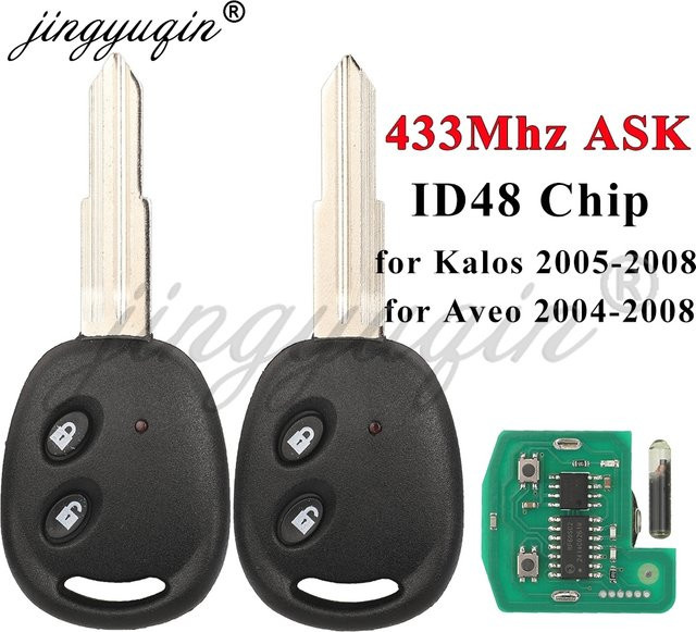 Jingyuqin Auto Fernbedienung Schlüssel für Chevrolet Aveo Kalos Barina 2004-2008 mit 433 MHz FRAGEN ID48 Chip, 2 Tasten, Schwarz, RK940EUT CE0678 - Bild 1