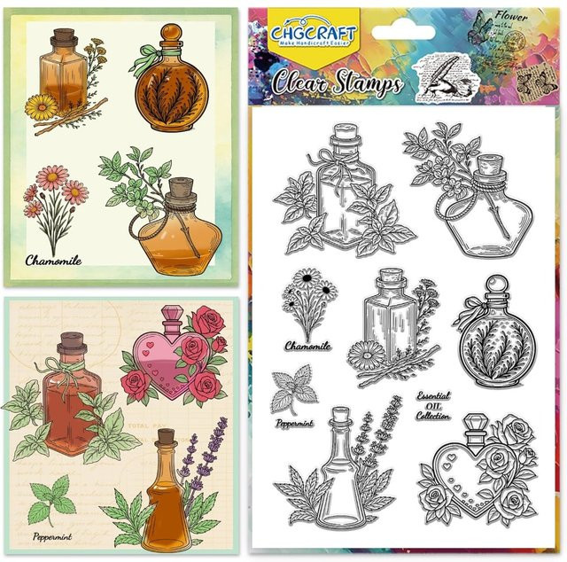Transparenter Stempel mit Pflanzen- und Blumenmotiv für DIY Scrapbooking und Kartenherstellung - Bild 1