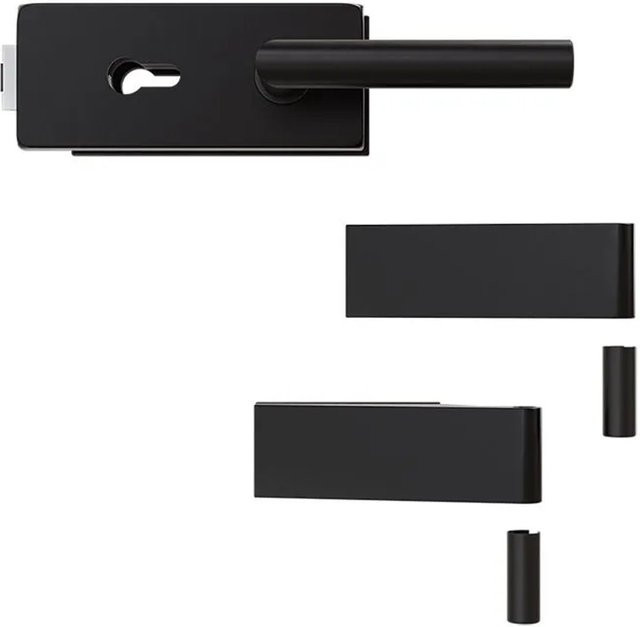 Hansaglas Glastürbeschlag Studio Profilzylinderschloss Eckig in Schwarz, B/H/T: 265 x 175 x 80 cm - Bild 1