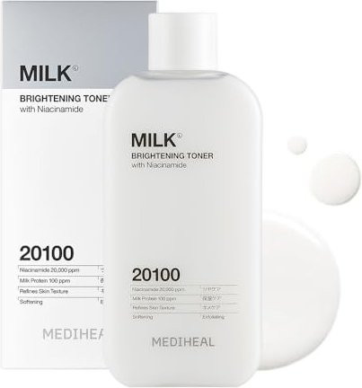 MEDIHEAL Milch-Toner, 300 ml, Niacinamid, Glutathion, Hyaluronsäure, AHA - Bild 1