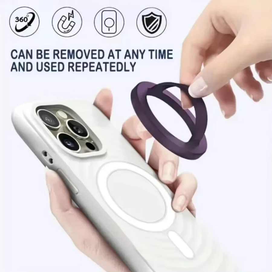 Magnetischer Telefonhalterring in Schwarz mit 360 Grad Rotation als Silikon Fingergriffständer für iPhone und Android - Bild 1