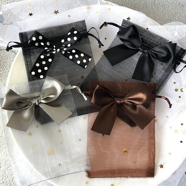 10er Set MOONMADE Organza Beutel mit Kordelzug in Schwarz zur Schmuckverpackung und für Hochzeitsgeschenke - Bild 1