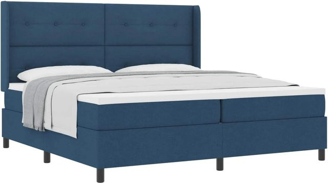 vidaXL Boxspringbett mit Matratze und Kopfteil in Blau, B/T/H: 200 x 200 x 118 cm - Bild 1