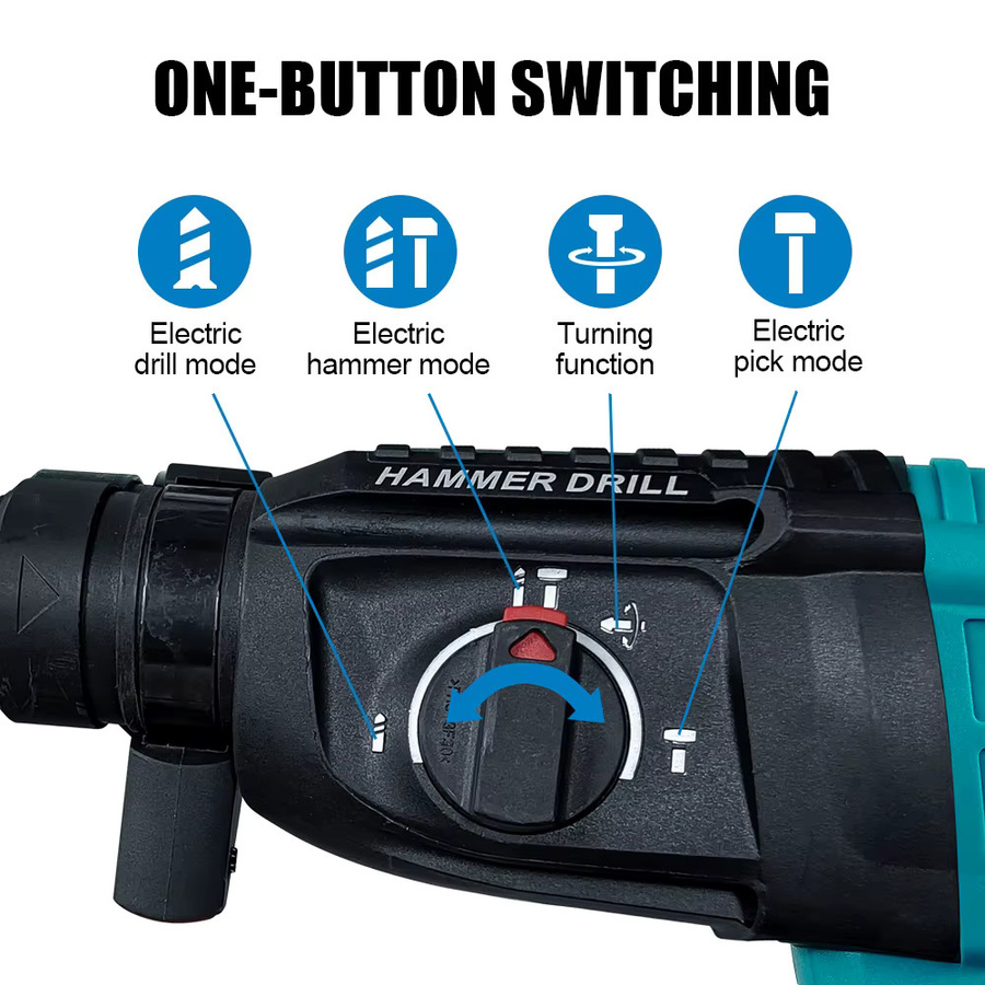 Kamolee Akku-Bohrhammer mit bürstenlosem Motor 2000 W und 10600 IPM für Makita LXT Akkus - Bild 3