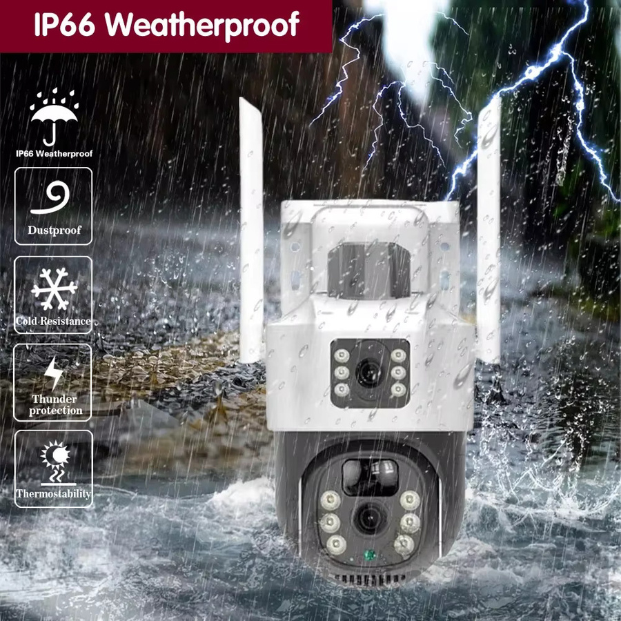 NINIVISION 4K 8MP Solar-WLAN-IP-Kamera mit Dual-Objektiv, Outdoor HD PTZ-Sicherheitskamera, 10800 mAh Akku, Weiß - Bild 5
