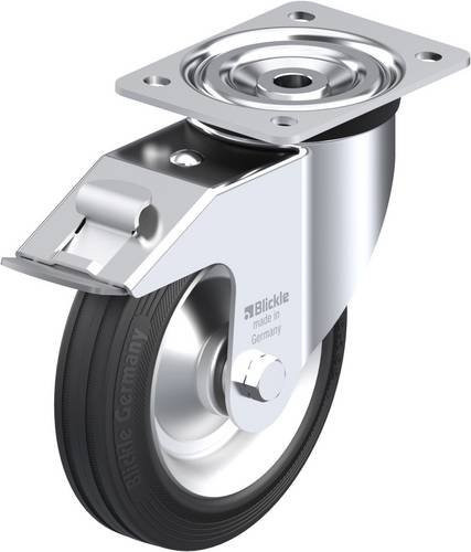 Blickle Lenkrolle L-V 182R-FI mit Feststeller in Schwarz und Silber, Rad-Durchmesser: 180 mm, Tragfähigkeit: 170 kg - Bild 1
