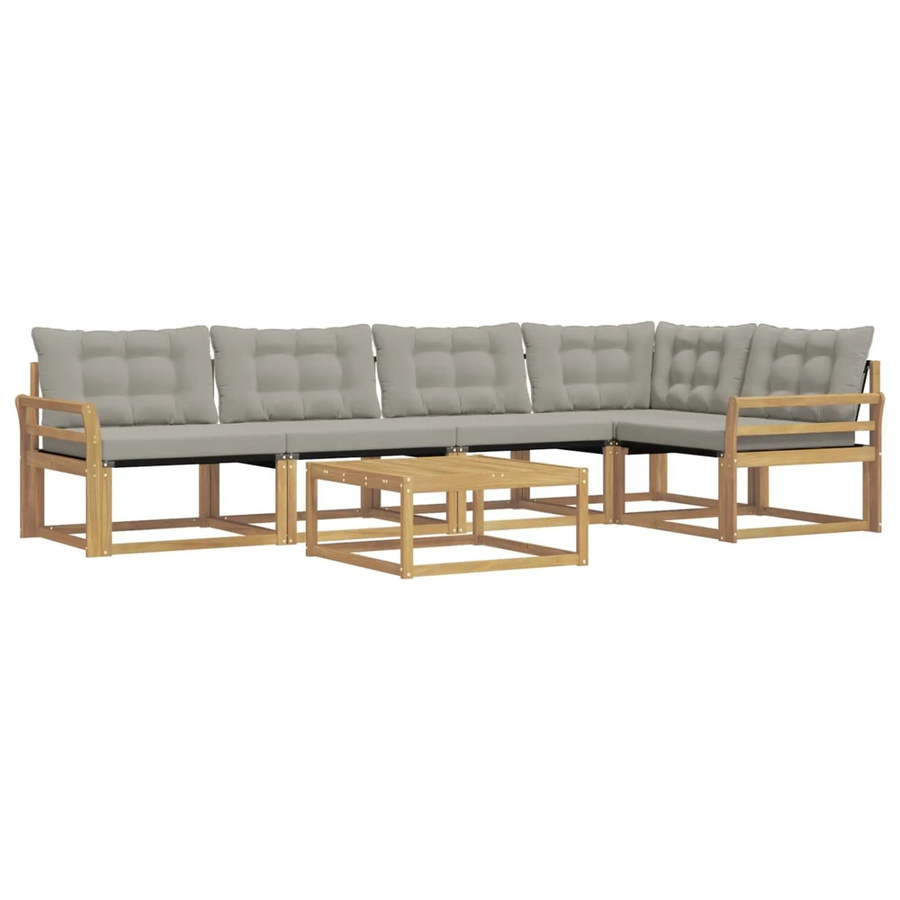 vidaXL Outdoor-Sofagarnitur 6-teilig aus Holz und Polyester in Weiß und Hellgrau, B/T/H: 79 x 79 x 37 cm - Bild 2