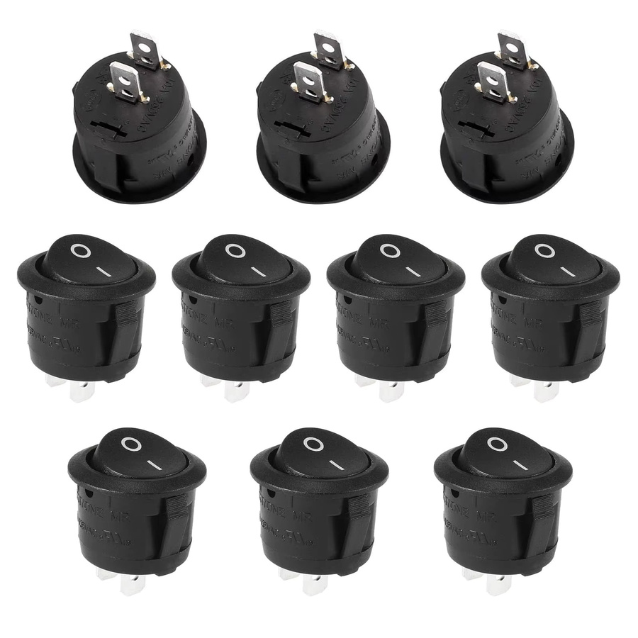 AOKIN Wippschalter Set 10 Stück EIN/Aus/EIN SPDT Snap-in Rundknopf Schwarz 6 A/250 V 10 A/125 V AC für Auto und Boot - Bild 4