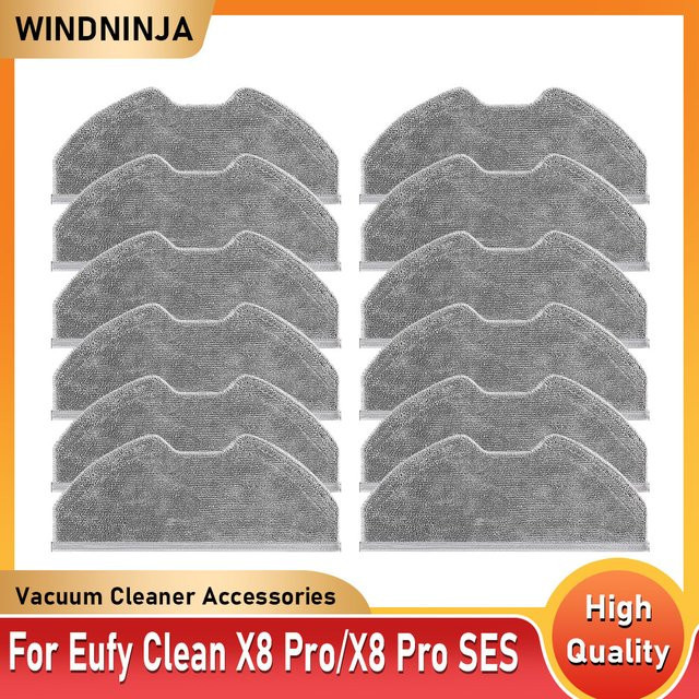 WINDNINJA Waschbare Ersatz-Mopp-Pads für Eufy Clean X8 Pro und X8 Pro SES Roboterstaubsauger in Grau - Bild 1