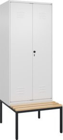 C+P Spind Classic PLUS Schwarz-Weiß-Spind mit unterbauter Sitzbank aus Buche-Hartholz, 2 Abteile, B/T/H: 212 x 80 x 81,5 cm - Bild 1