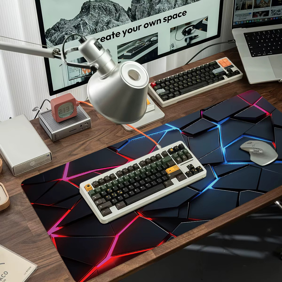 XGZ Gaming-Mauspad mit Rot-Blau Farbverlauf Design, B/T: 90 x 40 cm, rutschfeste Schreibtischunterlage mit genähtem Rand - Bild 6