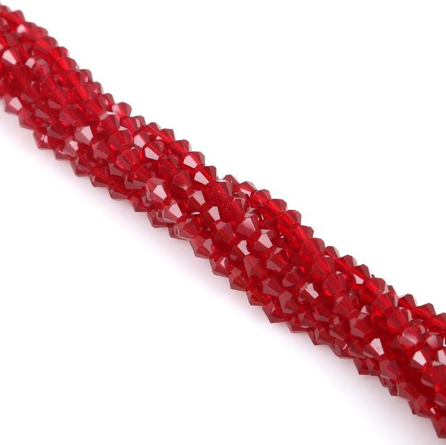 Beadia Accessories Doppelkegel-Glasperle, Kristallperle, rot, 3 mm, Unisex - Bild 1