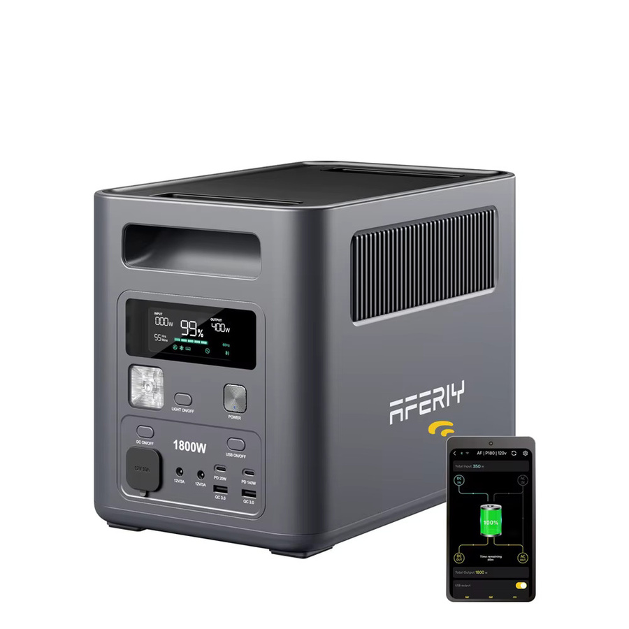 AFERIY P180 Tragbare Powerstation mit 1024Wh Kapazität und 1800W Ausgangsleistung, LiFePO4-Batterie für Outdoor, Camping und Reisen, Schwarz/Grau - Bild 6