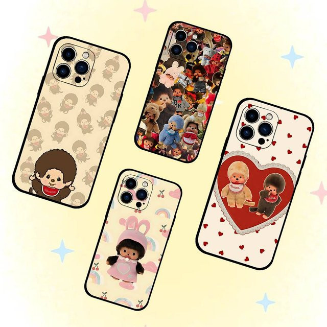 Niedliche M-monchhichiS Handyhülle für Apple iPhone 15, 16, 17 Pro Max und weitere Modelle, Mehrfarbig - Bild 1