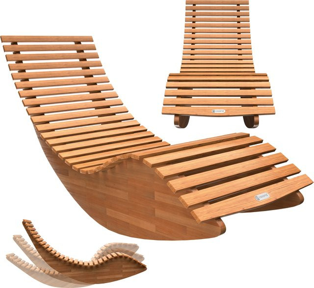 CASARIA Saunaliege Java aus Akazienholz in Braun, B/T/H: 155 x 60 x 93 cm, FSC-zertifiziert - Bild 1