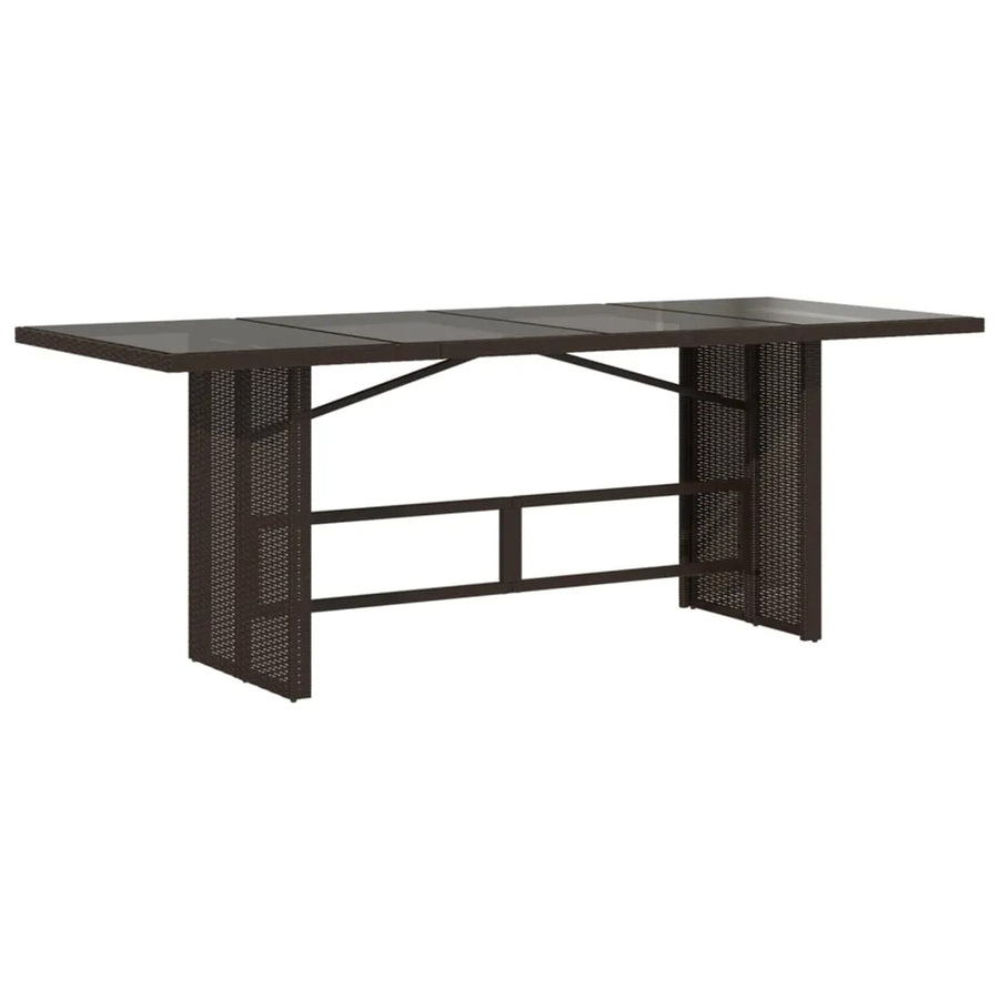 vidaXL Gartentisch aus Polyrattan mit Glasplatte in Braun, B/T/H: 190 x 80 x 74 cm - Bild 2