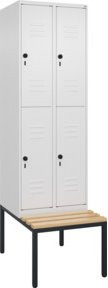C+P Doppelstock-Spind Classic PLUS Sitzbank mit 2 Abteilen, Buche-Hartholz, B/T/H: 212,0 x 60,0 x 81,5 cm - Bild 1