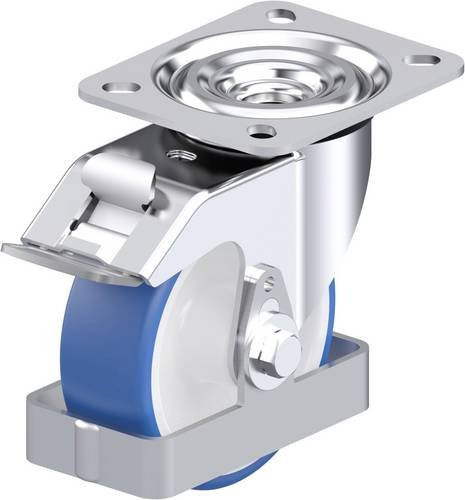 Blickle L-POTHS 100G-FI-FS Stahlblech-Lenkrolle in Blau mit 100 mm Rad-Durchmesser und 200 kg Tragfähigkeit - Bild 1