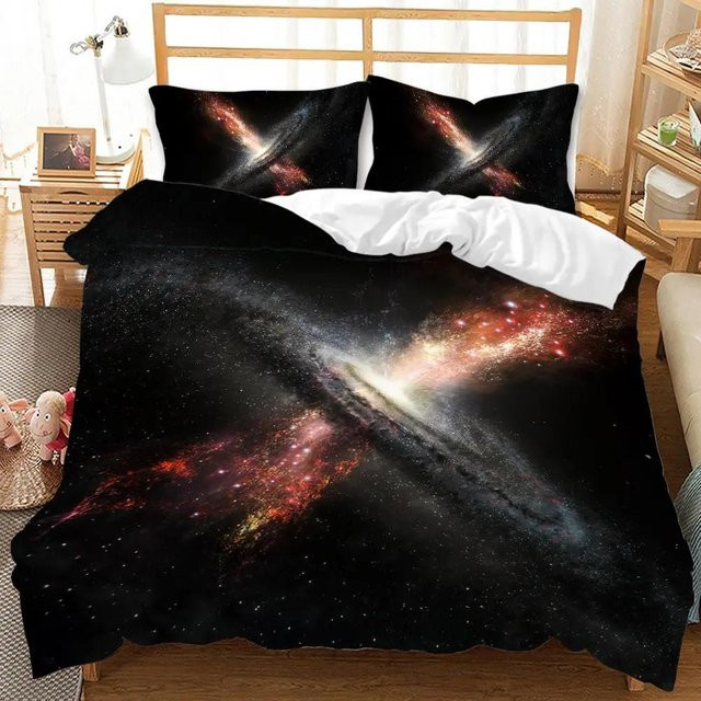 Bettwäscheset Universum Weltraum mit 3D Sternenhimmel Motiv aus Polyester, 2er-Set, B/H: 70 x 133 cm - Bild 1