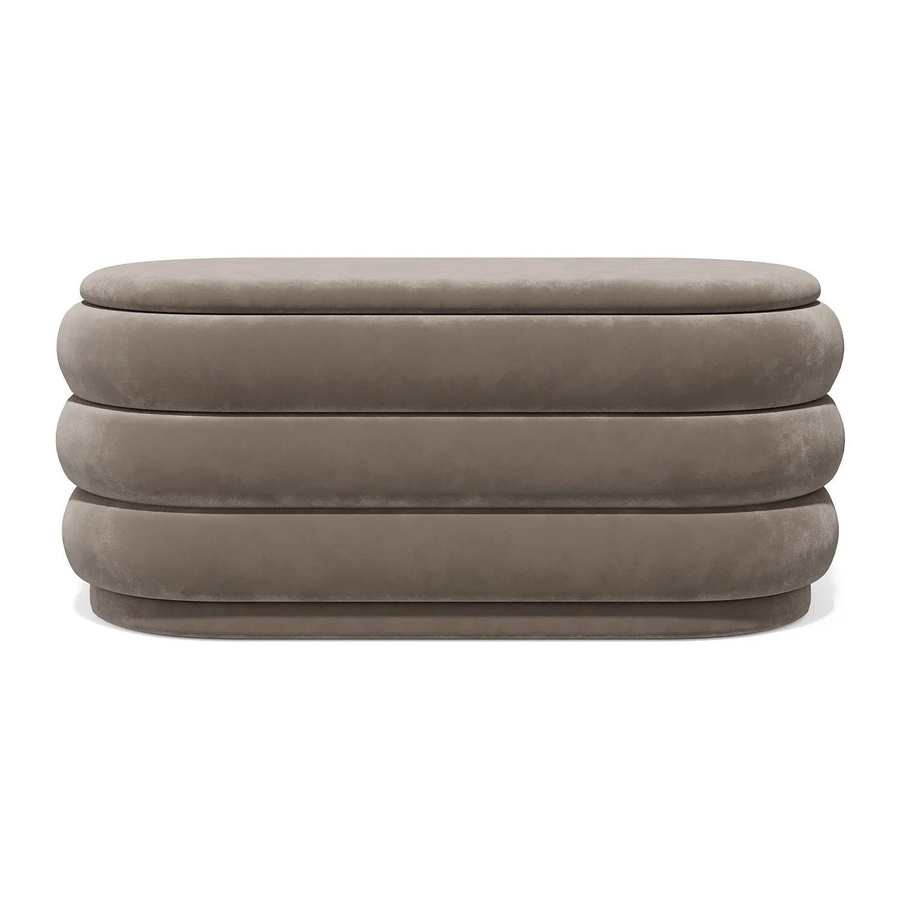 Vente-unique Sitzbank Ecambi in Taupe mit Samtbezug, Breite: 112 cm - Bild 2