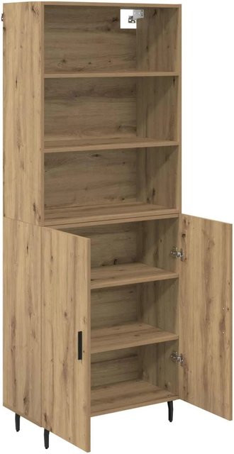 vidaXL Highboard Artisan-Eiche mit Glastüren und Regalen, Farbe: Braun, B/T/H: 69,5 x 34 x 180 cm - Bild 1