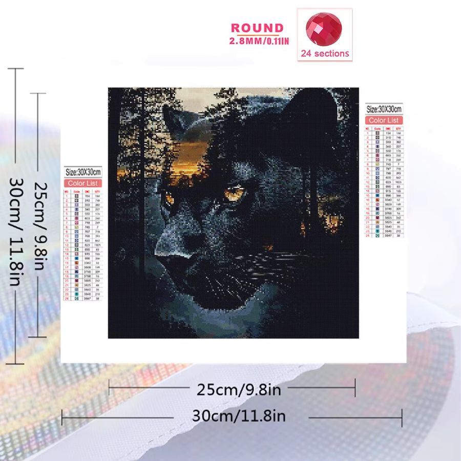 Evershine Diamant-Stickerei 5D-DIY-Mosaik Set mit schwarzem Leopard Motiv für Erwachsene und Anfänger - Bild 2