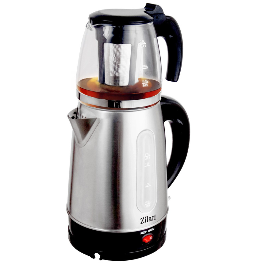 Zilan Teekocher mit Sieb aus Edelstahl und Glas, Silber, 1,7 l, 2200 W - Bild 3