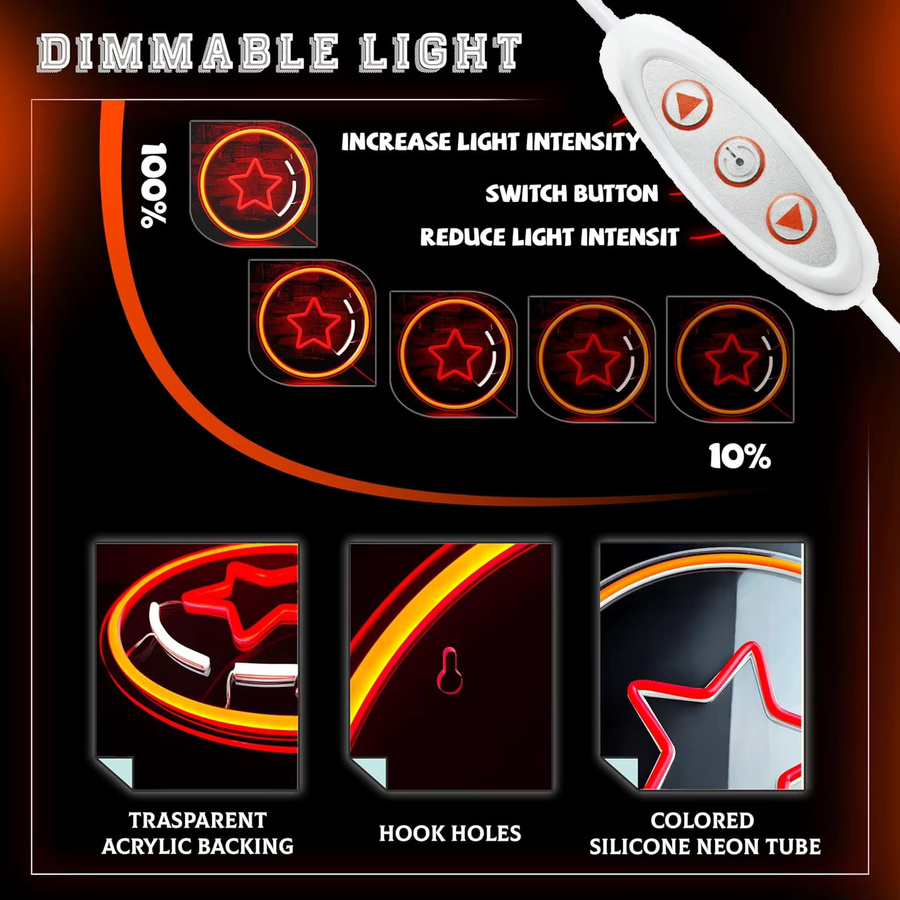 Universelles Anime LED-Neonschild in Kugelform, rote Dekoration für Schlafzimmer und Spielzimmer - Bild 3