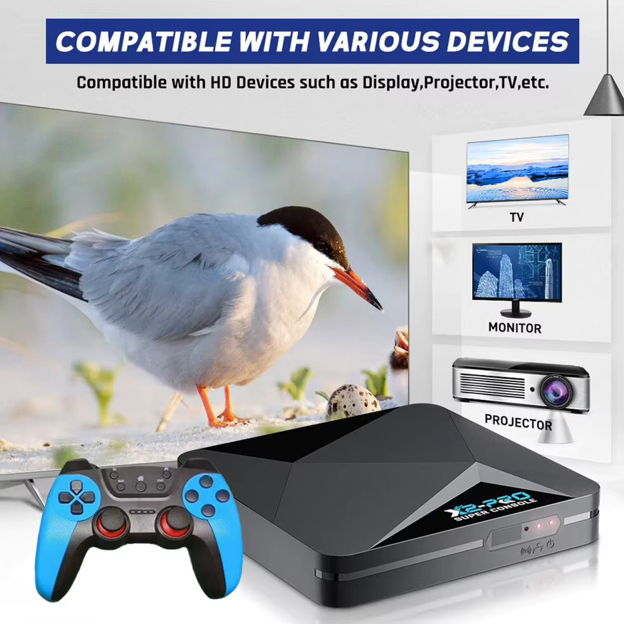 APWIKOGER X2 PRO Videospielkonsole in Schwarz mit 2 Gamepads, 4K UHD-Ausgang und über 60 Spiele-Emulatoren für Android 9.0, CoreE und Emuelec 4.3 - Bild 3