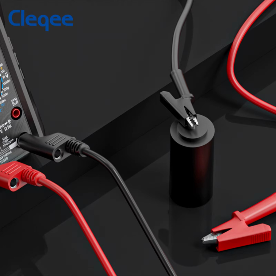 Cleqee P1037 Messleitungen-Set mit 4mm Bananensteckern und Krokodilklemmen in Rot, 2 Stück, 1000V/15A - Bild 3