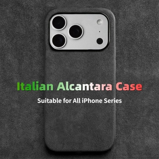 Luxuriöse Alcantara Lederhülle für Apple iPhone in Grau - Bild 1